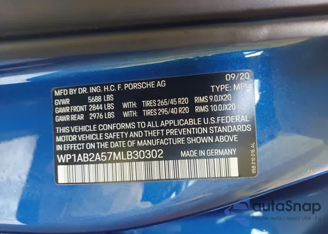 2021 Porsche Macan S из США, поврежденный, VIN WP1AB2A57MLB30302